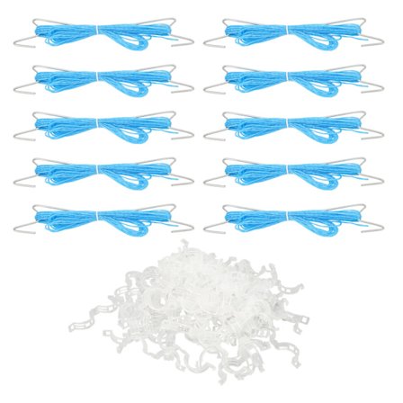 10 stk. jern tomatstøttekroge med 10 m snor til klatreplanter blå