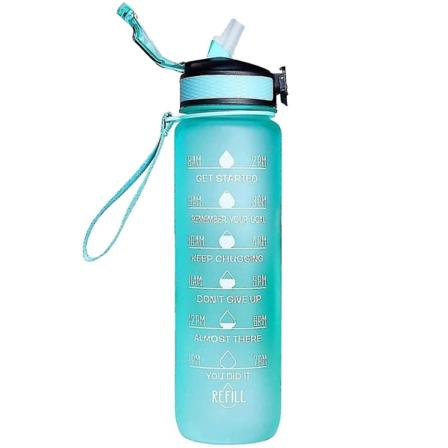 1000 ml gratis motiverande sportkanna med tidsmarkör Fitness Gradient färgmugg Frostad vattenflaska utomhus Style 11