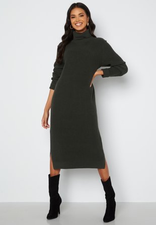Happy Holly Lucy turtle neck sweater dress Khaki green Klær