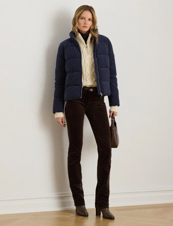 Lauren Ralph Lauren Corduroy Quilted Puffer Jacket - Navy - XL