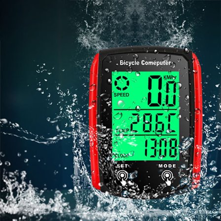 Svart rød sykkelcomputer kablet ledning, vanntett sykkelcomputer wit