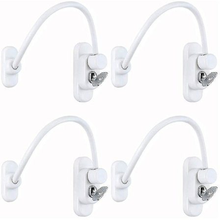 4-pakks vindu- og dørbegrenser, barnesikkerhetslås, sikkerhetskabel