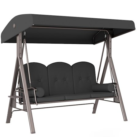 3-personers havegynge med baldakin og bakke, mørkegrå