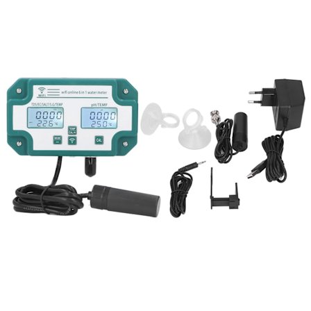 Online 6 i 1 Vandkvalitetstester Online Trådløs Fjernovervågning PH SG EC-Måler Digital Multiparameter til Akvarium EU-stik 230V