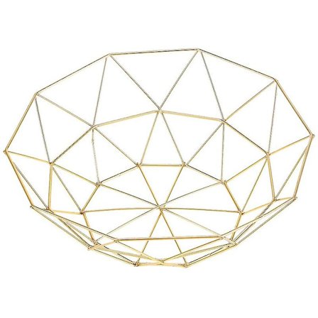 Metallisk Fruktkurv Fruktskål, Stor Rund Brød Oppbevaringsbolle Stativ