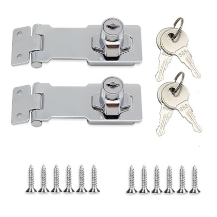 2 stk. Lille Hasp og hæfteklamme Metal lås Hasp dørspænde Sikkerhedsdørspænde Knob Skuret låse til skabe Skab