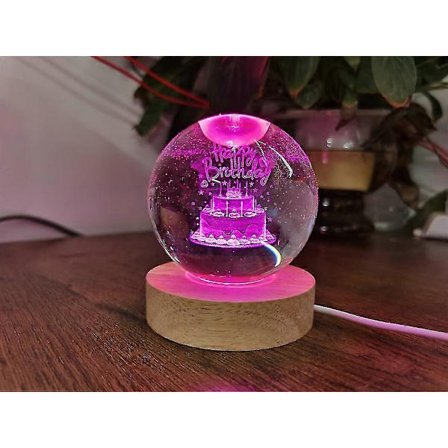 6 cm 3D Lille Prinsen Krystall Jule Nattlys med Trebase LED Syv Farger Krystall Nattlys Gave til Gutter og Jenter