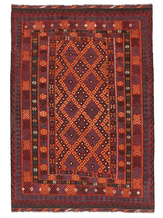 Tissé À La Main Kilim Maimane Tapis 198X286 De Laine Rouge Foncé/Noir