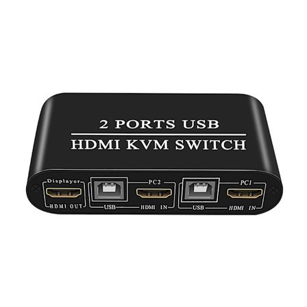 4K High Definition KVM Switch 2-Port USB Manuell Switcher Tangentbord Mus Splitter