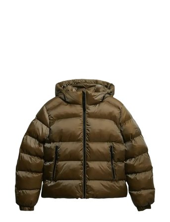 Superdry Hooded Luxe Sports Puffer - Brown - XS