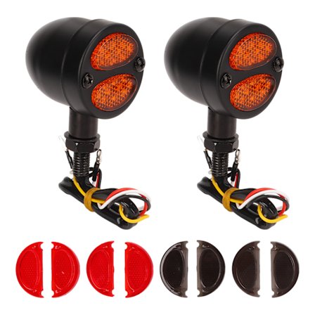 1 Par Motorcykel LED Blinkers Dubbel Färg Indikator Blinkers 12V Universal för Motorcykel Svart