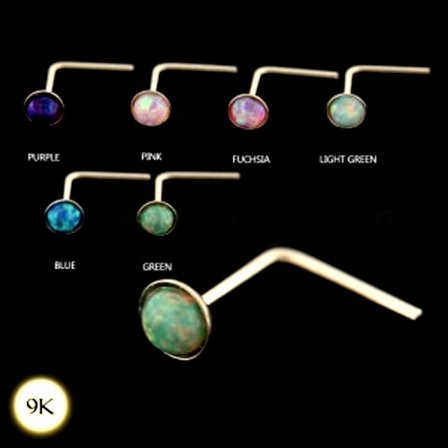 Opal Sten 2mm 9K Gult Guld L-Formet Næsesmykke