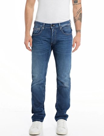 Replay Grover Trousers Straight Hyperflex Eco Plus - Blue - 38 x 32