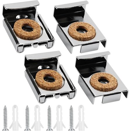 Stk. Spejlbeslag, firkantet spejlholder, rammeløs glasvægmonteret spejl vægmontering med 4 sæt stifter og skruer kompatibel til ophængning og 