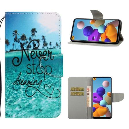 Wonderland Samsung Galaxy A21s Etui - Aldrig Stop Drømme Blue