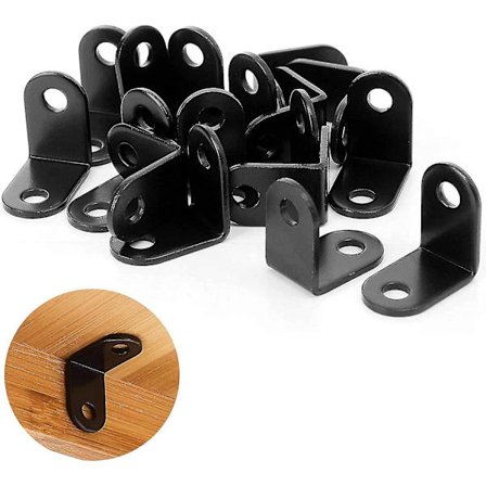 Set Of 20 Small Fixing Brackets Black, 25x25 Mm Metal Bracket For Fixing And Repairing Furniture, Strengthening Joints