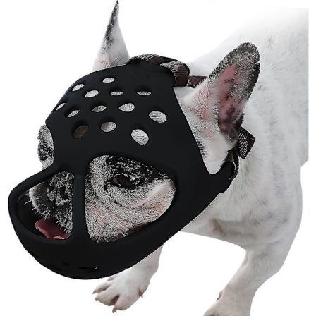 Hundemundkurv til Hunde med Kort Snud, Blød Silikon Åndbar Bulldog Mundkurv til Bid, Tygning, Likning, Ideel til Flade Hunde