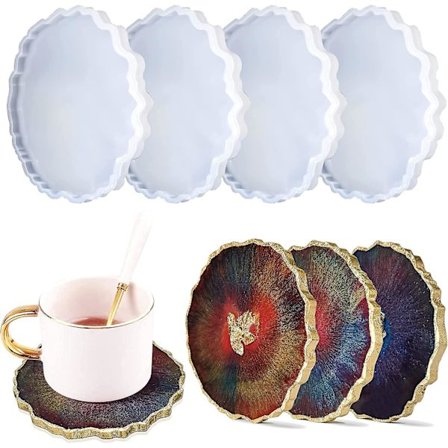 Brikkeformer for resin-støping, 4-pakning silikon store geodeformer for epoksyresin-kunst, DIY Moldes De Silicona Para Resina, koppmatter, 