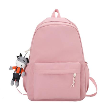 Skolväska Flicka Student Enkel Otryckt Ryggsäck Trendig Ryggsäck Pink