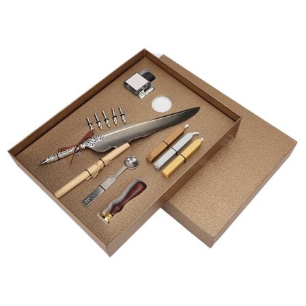 Sulkakynäsarja Sujuva Kirjoitus Retro-Muotoilu Kaiverrus Ulkonäkö Kalligrafia Kynäsarja Kirjoittamiseen LahjaSFDPS038031 Terävä Harmaa Sulka