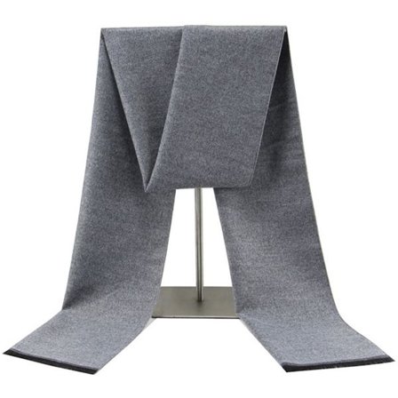 ING Grå Strikket Herresjal Ensfarvet Imiteret Kashmir med Fortykket Krave Varm Forretnings- og Hverdags Vintertilbehør