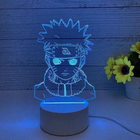 Anime 3D natlampe til anime-fans - 16 farver skifter med fjernbetjening Anime Manga figur legetøj illusion LED-lampe (28-sort base)