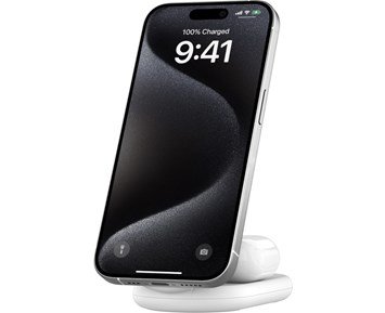 Belkin-2-in-1 Magnetic Foldable Wireless Charger with Qi2 15W, white-Sammenleggbar, magnetisk lader for to enheter-Power-Mobilladere