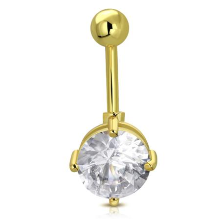 Navelpiercing 316l Kirurgiskt Stål Klar Cz Guld
