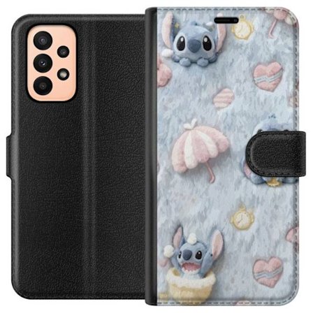 Yhteensopiva Lompakkokotelo Samsung Galaxy A23 Pisto kuvioita sydämillä, sateenvarjoilla ja pastellin värisellä pehmeällä taustalla