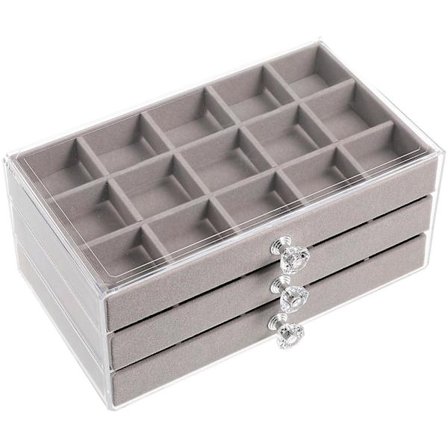 Kaulakoru, sormus, korvakoruteline naisten korurasia kotiin korurasia (23,5X15 cm, harmaa)