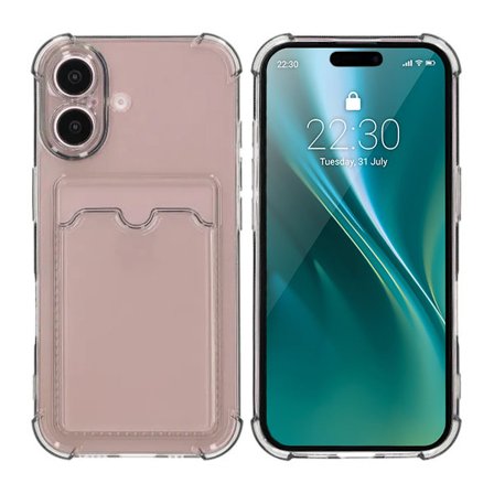 Shockproof Case with Card Holder iPhone 16 Plus Black