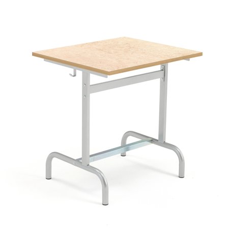 Schultisch 180, silber, Linoleum beige