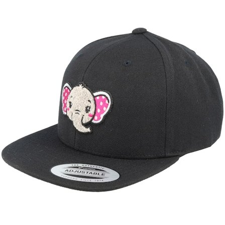 Kiddo Cap - Zwart snapback Cap - Kids Cute Elephant Chenille Black Snapback @ Hatstore
