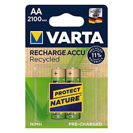 VARTA Recharge Charge Accu Recycled AA 2100mAh 2 Pack
