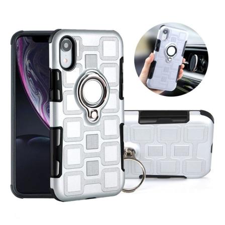 iPhone Xr hybrid etui med geometrisk mønster - Sølv Silver grey