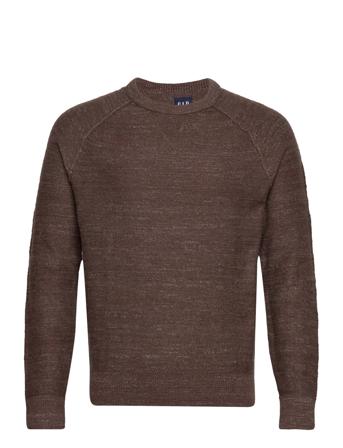 Slub Cotton Raglan Crewneck Sweater Brown GAP