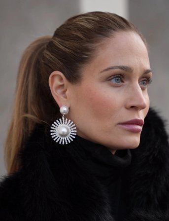 By Jolima Glow Earring Crystal Steel - Silver - ONE SIZE 6 cm