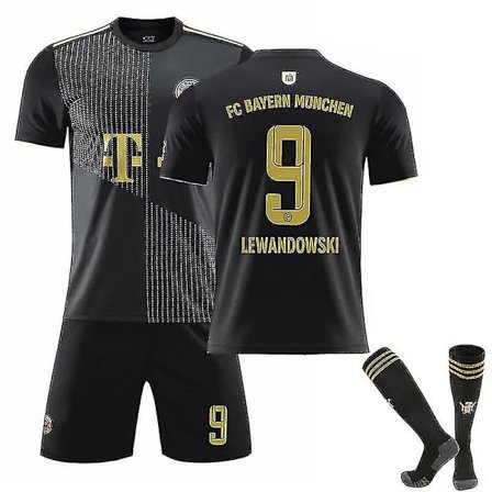 FC Bayern München Børnesæt Fodboldtrøje Træningstrøje Sæt 21/22 - Lewandowski/Sane/Muller Lewandowski Away