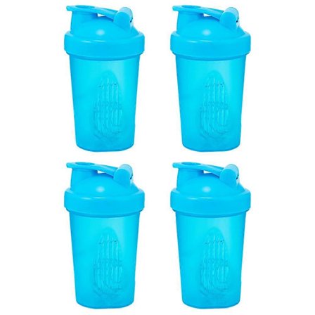 4 stk. Protein Shaker-flasker for proteinblandinger - Blå