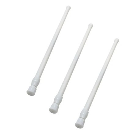 Setti, jossa 3 säädettävää tankoa ilman porausta, itselukittuva metallitanko, säädettävä puristustanko, pituus 30-50 cm, valkoinen