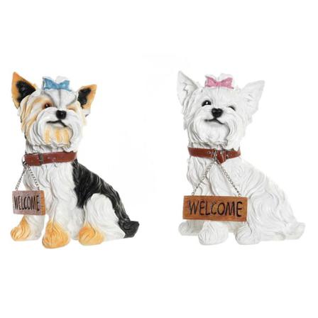 Dekorativ Trädgårdsfigur Dkd Home Decor Vit Svart Harts Hund (2