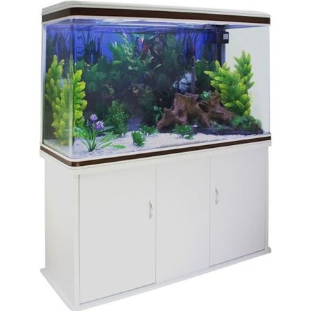 Akvarium - 300 liter - Vit grus - Vit möbel