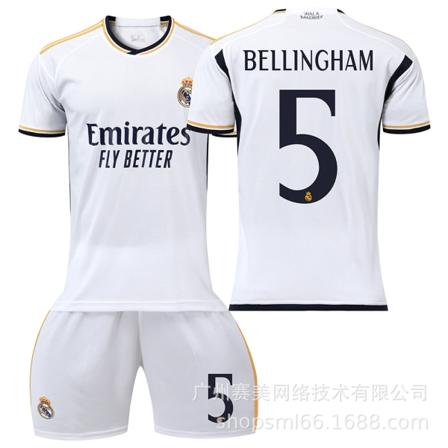 23-24 Ny Real Madrid Hjemmebørnesæt til Voksne - 5 BELLINGHAM-M 5 BELLINGHAM M