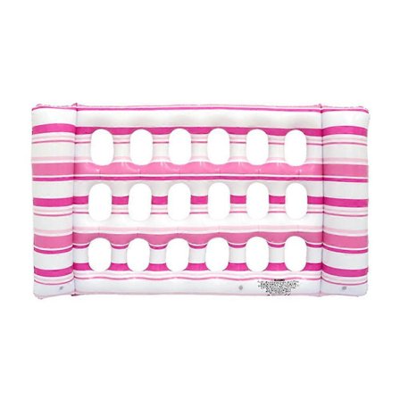 Uppblåsbar Pool Float Lounge Stol PVC Förtjockad Luftmadrass Enkel Person Flytande Solstol med Hål Rosa