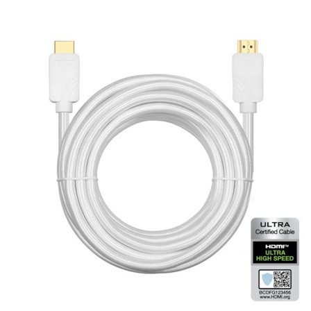 NÖRDIC CERTIFIED CABLES Certified 5m Ultra High Speed ​​HDMI 2.1 8K 60Hz 4K 120Hz 48Gbps Dynamisk HDR Earc VRR Nylon Flettet Kabel Forgyldt