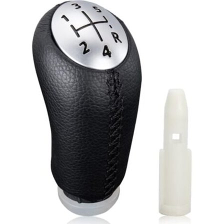 CCYKXA 5-vaihteinen manuaalivaihteenvivun nuppi Renault Clio III 2005-09, Megane 2 Laguna 2 2003-09, Clio 4 2012-19 musta nahka, adapterilla/NC/