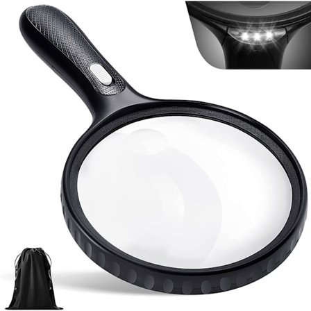 Forstørrelsesglass med lys, 5,5 tommer stort forstørrelsesglass 3X 10X
