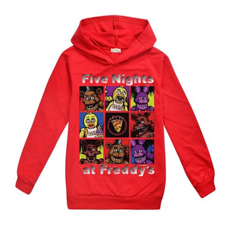 Fem nätter på Freddys FNAF Barn Pojke Långärmad Huvtröja Toppar Pullover Röd 0 Red_qc