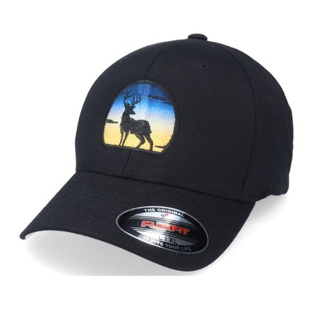 Hunter - Svart flexfit Keps - Deer Sunset Black Flexfit @ Hatstore