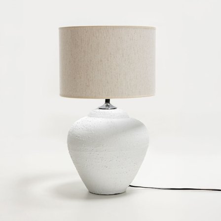Keramisk bordlampe, 30x30x60cm, hvid hørskærm